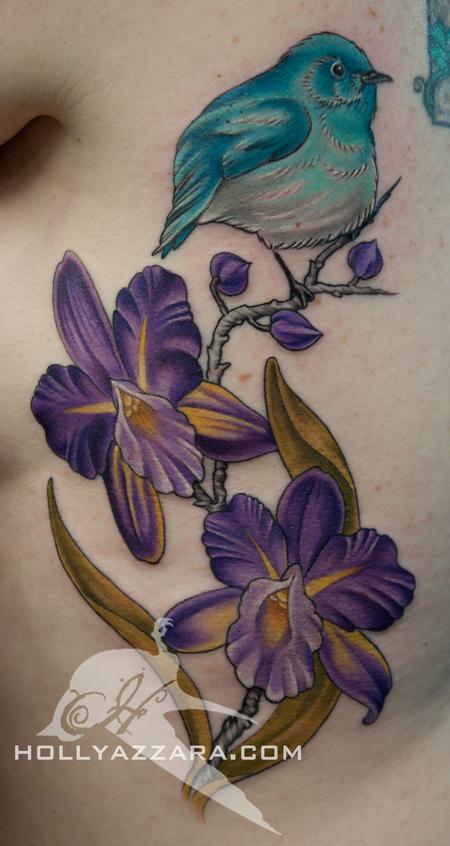 Holly Azzara - Blue bird with purple orchids